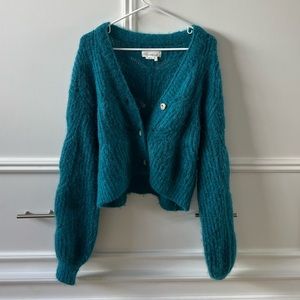 Anthropologie Teal Sweater Button Down Size Extra Small
